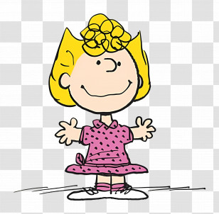 Peanuts - Cartoon Girl With Yellow Hair In Pink Dress Transparent PNG