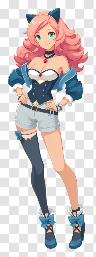Maria Cadenzavna Eve - Stylish Pink Catgirl Fullbody Transparent PNG