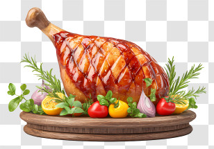 Glazed Turkey Leg - Glazed Holiday Ham Platter Transparent PNG