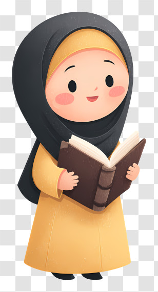 Muslim Woman Reading Quran Book - Cheerful Hijab Girl Reading Book Transparent PNG