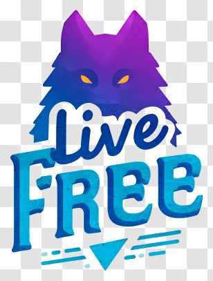 Live Free - Playful Purple Wolf 'Live FREE' Badge Transparent PNG