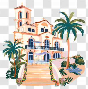 Wedding Venue - Mediterranean Villa With Palm Trees Transparent PNG