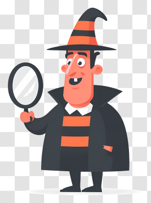 Halloween Man - Cartoon Witch With Magic Hat Transparent PNG