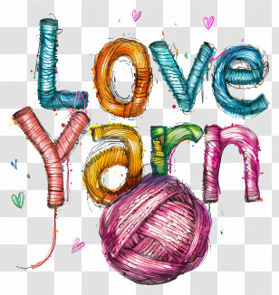 I Love Yarn Day - Love Yarn Colorful Illustration Transparent PNG