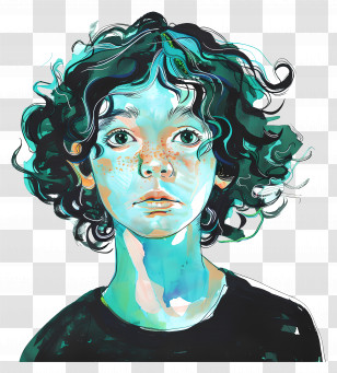 Child - Curly-haired Boy Portrait Illustration Transparent PNG