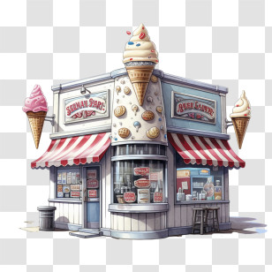 Ice Cream Parlor - Vintage Ice Cream Parlor Cartoon Drawing Transparent PNG