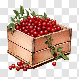 Red Cranberries - Wooden Crate Filled With Red Cranberries Transparent PNG