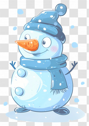 Snowman - Cartoon Style Snowman With Winter Charm Transparent PNG