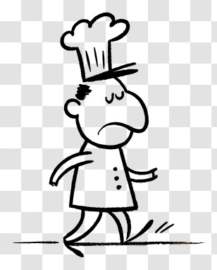Hand Drawn Chef - Sad Cartoon Chef On Walk Transparent PNG