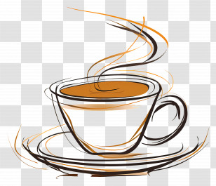 Coffee Cup Outline - Steaming Coffee Cup Art Sketch Transparent PNG