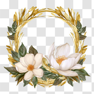 Magnolia Flower Wreath
 - Beautiful White Flowers Wreath Transparent PNG