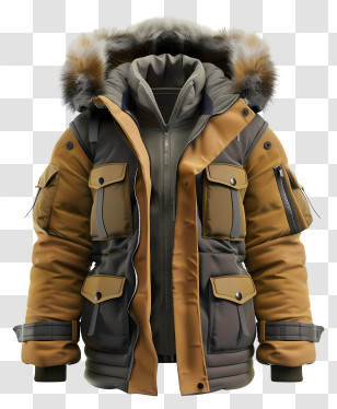 Winter Jacket - Warm Winter Jacket With Fur Hood Transparent PNG