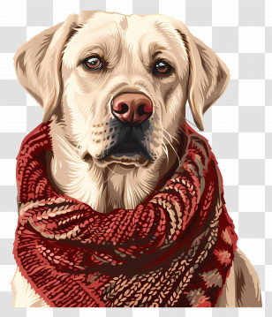 Labrador In Sweater - Illustration Of A Dog Wearing A Red Scarf Transparent PNG