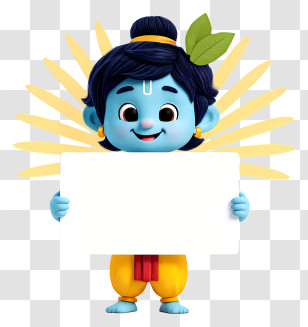 Krishna Holding Blank Signboard - Cute Baby Krishna Holding A Sign Transparent PNG