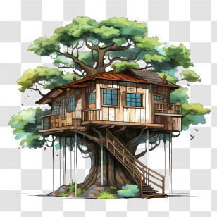 Tree House - Treehouse With Stilt Support And Cozy Design Transparent PNG