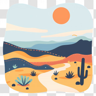 Desert Landscape - Desert Landscape With Road Illustration Transparent PNG