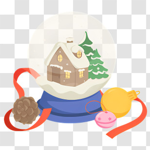 Snow Globe - Snow Globe With House And Christmas Tree Transparent PNG