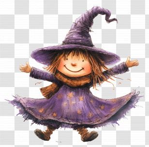 Witch Please - Happy Witch Drawing In Purple Transparent PNG