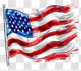 4th Of July - Artistic American Flag Watercolor Transparent PNG