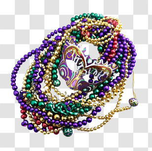 Mardi Gras Beads - Colorful Beads And Mask For Mardi Gras Celebration Transparent PNG