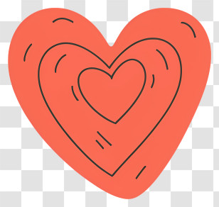 Cartoon - Red Layered Heart Illustration Transparent PNG