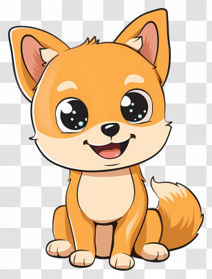 Cute Dog - Adorable Cartoon Fox Illustration With Big Eyes Transparent PNG