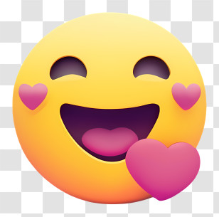 Cartoon - Smiling Emoji With Hearts Around Transparent PNG
