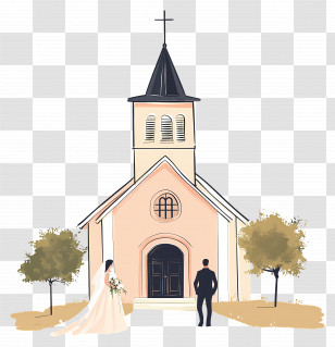 Wedding Church - Romantic Wedding Scene In A Church Illustration Transparent PNG