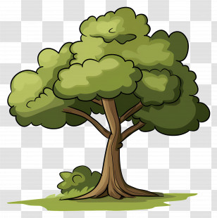Tree Clipart - Cartoon Tree With A Thick Green Canopy Transparent PNG