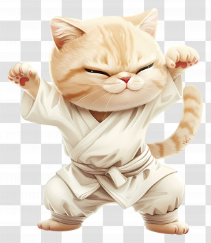 Kungfu - Cute Karate Cat Illustration Transparent PNG