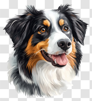 Australian Shepherd - Happy Tricolor Dog Portrait Transparent PNG