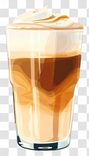 Latte Coffee - Layered Coffee Glass With Foam Transparent PNG