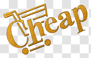 Cheap Logo - Gold 'Cheap' Angled Logo Transparent PNG