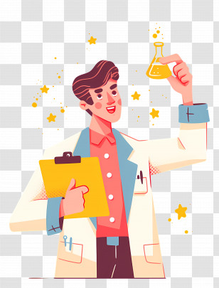 Cartoon Scientist - Cartoon Scientist With Flask And Clipboard Transparent PNG