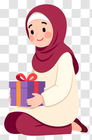 Muslim Woman Holding Gift Box - Girl Presenting A Gift Transparent PNG