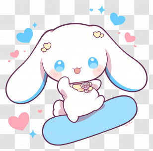 Cute Cinnamoroll - Cute Bunny Cartoon With Hearts Transparent PNG