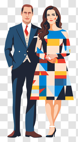 William Kate - Man And Woman In Modern Abstract Outfits Transparent PNG