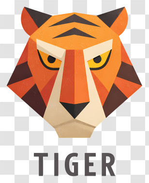 Tiger Logo - Geometric Orange Tiger Head Transparent PNG