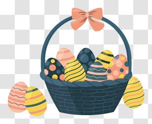 Easter Eggs - Decorative Easter Egg Basket With Patterns Transparent PNG