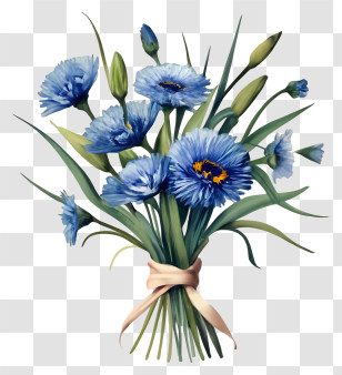 Bouquet Of Blue Flowers - Blue Flower Bouquet With Elegant Petals Transparent PNG