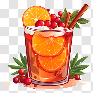 Fruit Punch - Festive Glass Of Holiday Beverage With Fruit And Spices Transparent PNG
