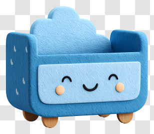 Baby Bed - Cute Blue Sofa With Cloud Design Transparent PNG