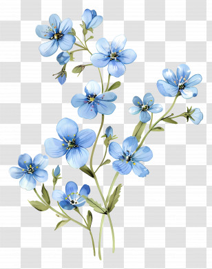 Blue Flowers - Blue Floral Bouquet Illustration Transparent PNG