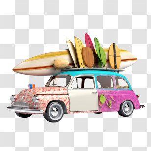Retro Car
 - Colorful Car With Surfboards Transparent PNG