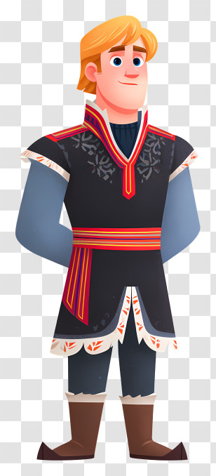 Frozen Kristoff - Blonde Cartoon Character In Traditional Outfit Transparent PNG
