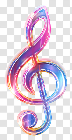 Music Notes - Colorful Artistic Treble Clef Symbol Transparent PNG