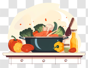 Kitchen Design - Vegetable Pot On Kitchen Counter Transparent PNG