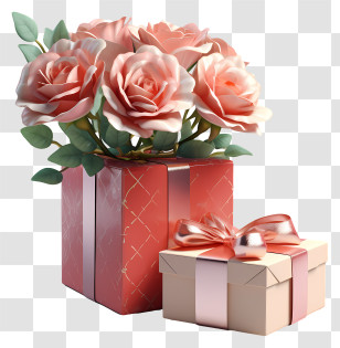 Gift Box - Gift Boxes With Romantic Flowers Transparent PNG