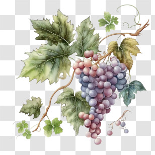 Retro Grapes - Colorful Grapevine Illustration Transparent PNG
