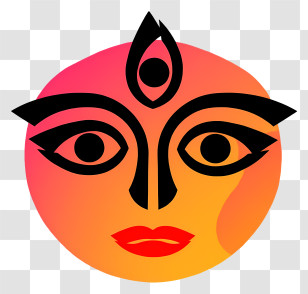 Goddess Durga - Orange Goddess Face Icon Transparent PNG